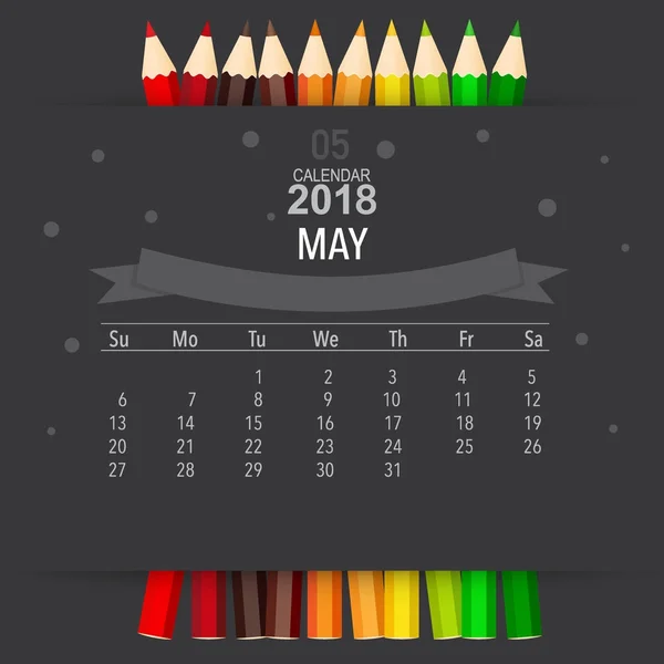Diseño Vectores Planificador Calendario 2018 Plantilla Calendario Mensual Para Mayo — Archivo Imágenes Vectoriales