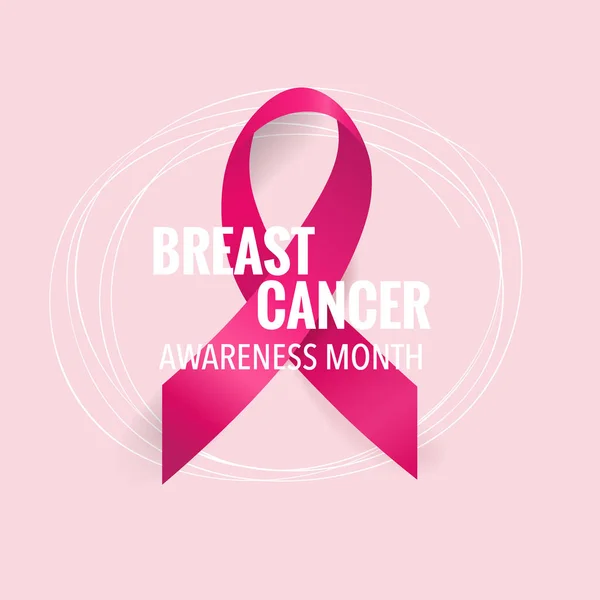 Brustkrebs Bewusstsein Monat Hintergrunddesign Brustkrebs Bewusstsein Rosa Schleife Vektorillustration — Stockvektor
