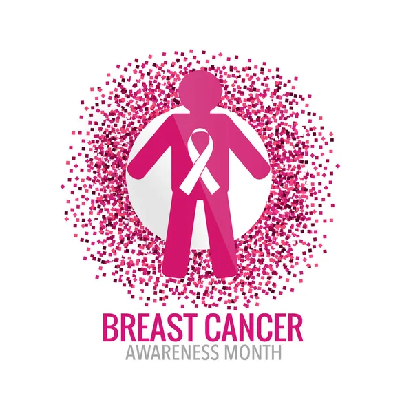 乳腺癌认知月背景设计 乳腺癌意识粉色丝带 病媒图解 — 图库矢量图片