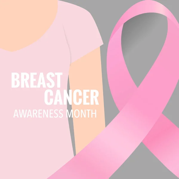 Borstkanker Bewustwording Maand Achtergrond Ontwerp Borstkanker Bewustzijn Roze Lint Vector — Stockvector