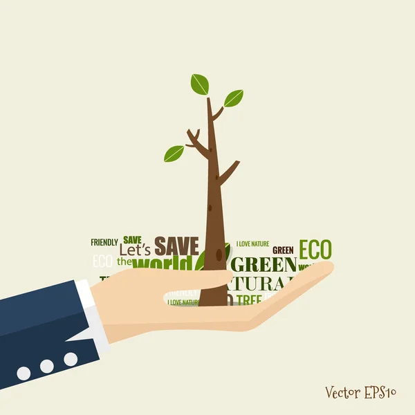 Eco Amigo Concepto Ecología Con Fondo Árbol Ilustración Vectorial — Archivo Imágenes Vectoriales