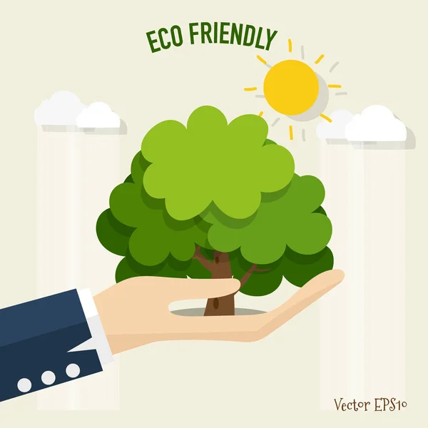 Amigo Eco Conceito Ecologia Com Fundo Árvore Ilustração Vetorial —  Vetores de Stock