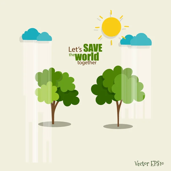 Eco Amigo Concepto Ecología Con Fondo Árbol Ilustración Vectorial — Archivo Imágenes Vectoriales