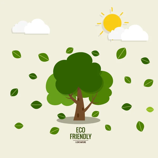 Eco Amiable Concept Écologique Avec Fond Arbre Illustration Vectorielle — Image vectorielle