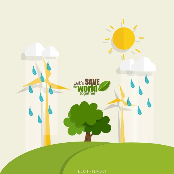 Eco Friendly Ecology Concept Tree Background Vector Illustration — Stock Vector