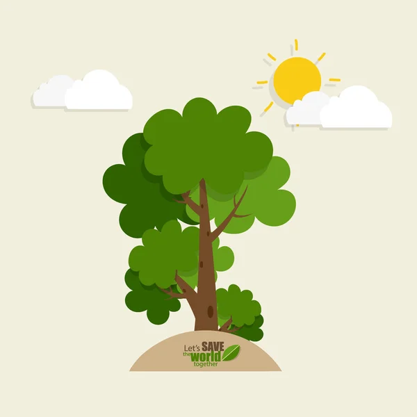 Eco Amigo Concepto Ecología Con Fondo Árbol Ilustración Vectorial — Archivo Imágenes Vectoriales