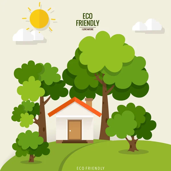 Green Eco City Living Concept Vector Illustration — Stock Vector