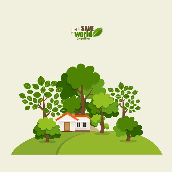 Verde Eco Ciudad Concepto Vivo Ilustración Vectorial — Archivo Imágenes Vectoriales