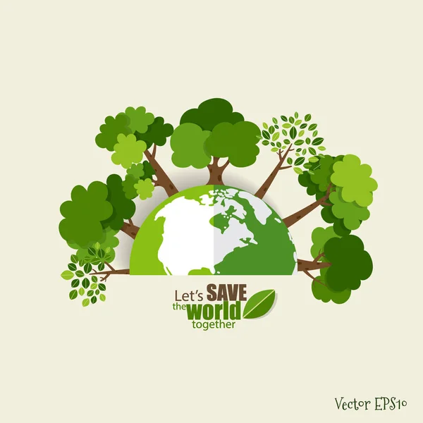 Eco Friendly Концепция Экологии Green Eco Earth Trees Векторная Иллюстрация — стоковый вектор