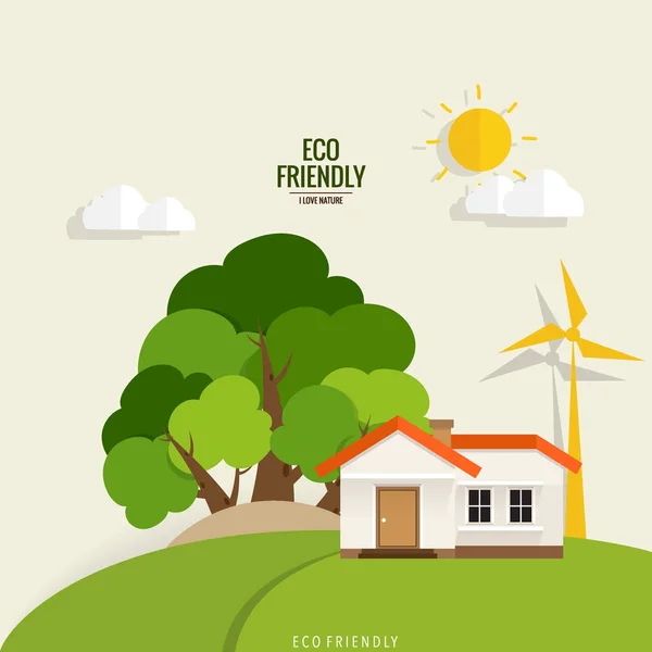 Verde Eco Conceito Vida Cidade Ilustração Vetorial —  Vetores de Stock