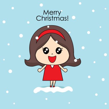 Noel Baba kostümlü sevimli karakter kızı. Noel arkaplanı.  