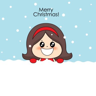 Noel Baba kostümlü sevimli karakter kızı. Noel arkaplanı. 