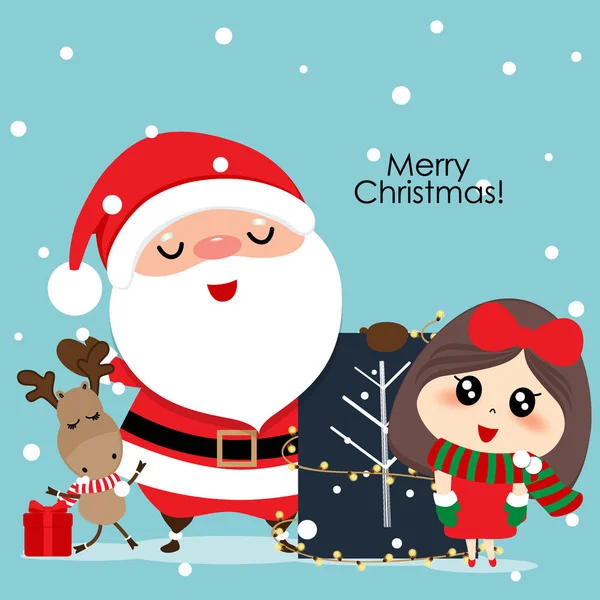 Fondo de Navidad. Tarjeta de felicitación de Navidad con Santa Claus . — Vector de stock