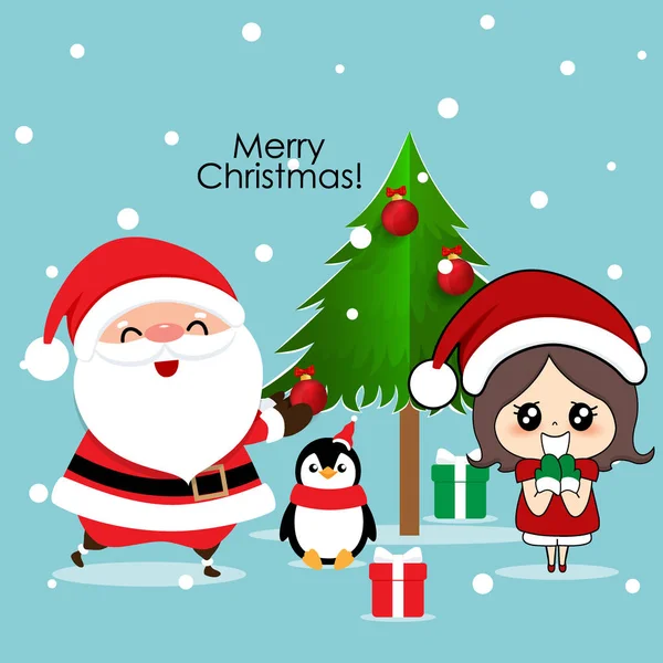 Christmas background. Christmas Greeting Card with Santa Claus. — Stock Vector