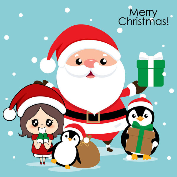 Christmas background. Christmas Greeting Card with Santa Claus.