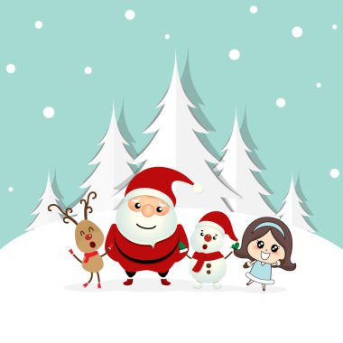 Noel Baba 'lı Noel tebrik kartı, Kardan Adam, Rei