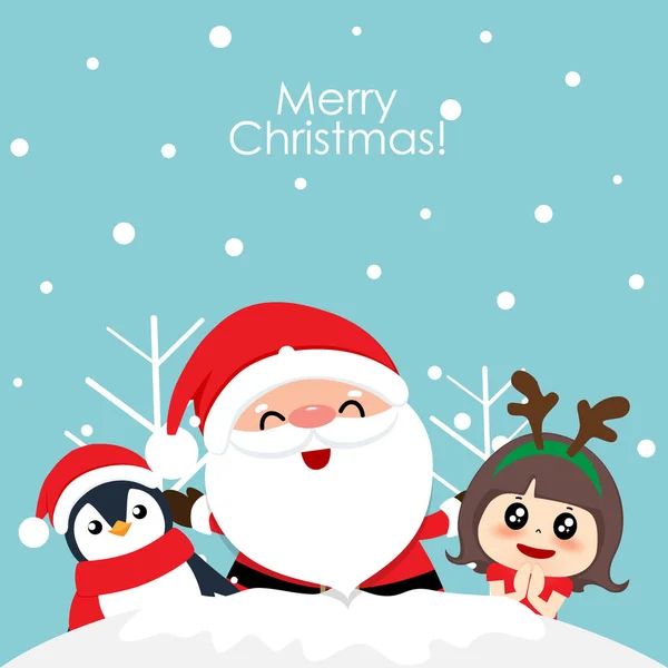 Weihnachtlicher Hintergrund. Weihnachtsgrußkarte mit Weihnachtsmann. — Stockvektor
