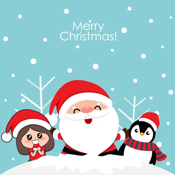 Christmas background. Christmas Greeting Card with Santa Claus. — Stock Vector