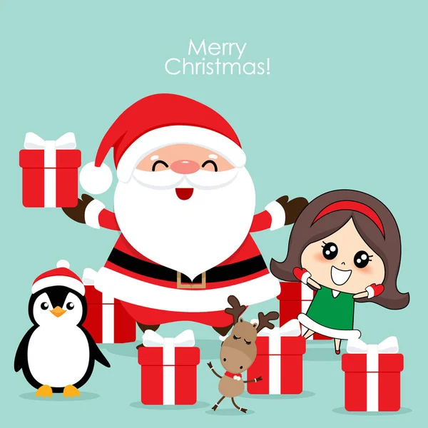 Christmas background. Christmas Greeting Card with Santa Claus. — Stock vektor