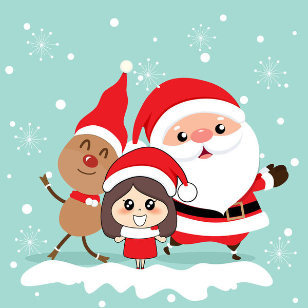 Christmas background. Christmas Greeting Card with Santa Claus.