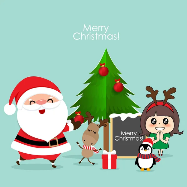 Weihnachtlicher Hintergrund. Weihnachtsgrußkarte mit Weihnachtsmann. — Stockvektor