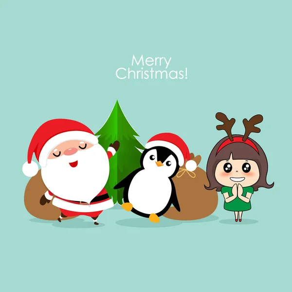 Christmas background. Christmas Greeting Card with Santa Claus. — Stock vektor