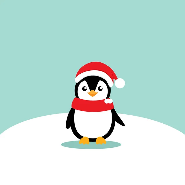 Pinguin. Weihnachtlicher Hintergrund. Weihnachtsgrußkarte. — Stockvektor