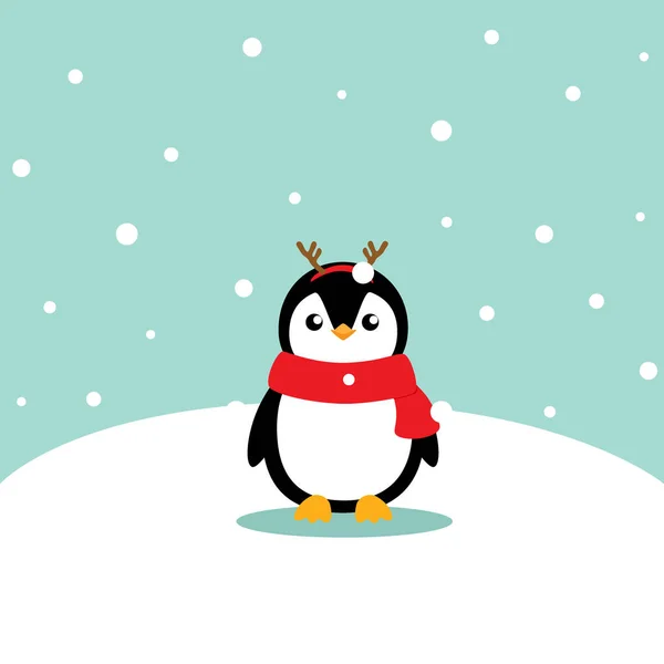 Pinguïn. Kerst achtergrond. Kerstkaart. — Stockvector