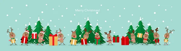 Cute reindeer. Christmas background. Christmas Greeting Card. Ve — Stock vektor