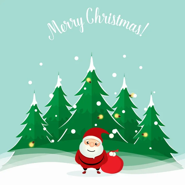 Santa Claus. Fondo de Navidad. Tarjeta de felicitación de Navidad. Vect. — Vector de stock