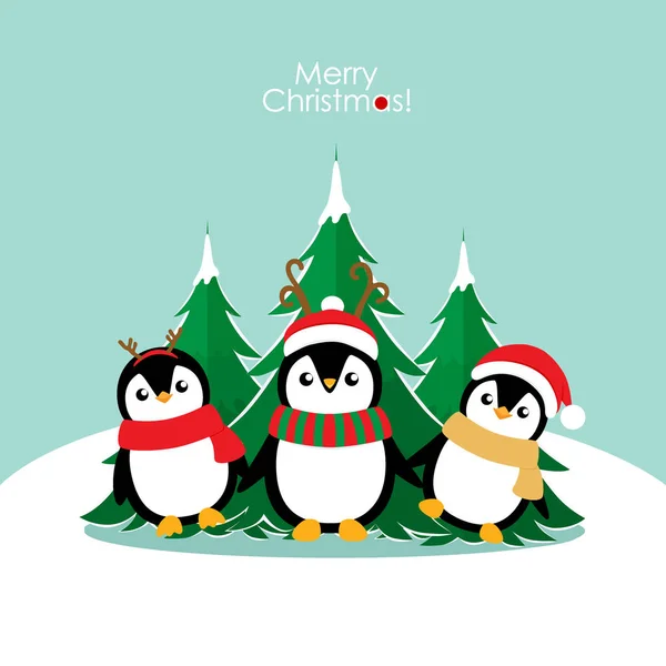 Penguin. Christmas background. Christmas Greeting Card. — Stock vektor