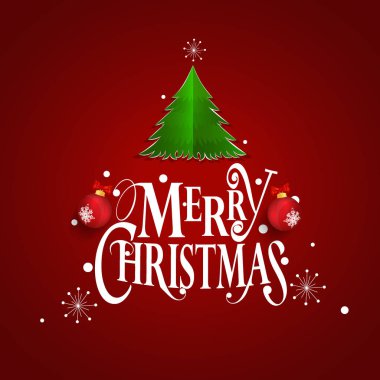 Noel tebrik kartı Merry Christmas yazı ile Christma