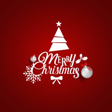 Noel tebrik kartı Merry Christmas yazı ile Christma