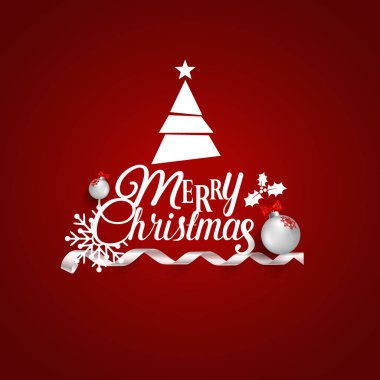 Noel tebrik kartı Merry Christmas yazı ile Christma