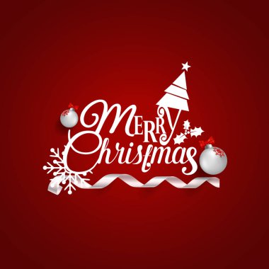 Noel tebrik kartı Merry Christmas yazı ile Christma