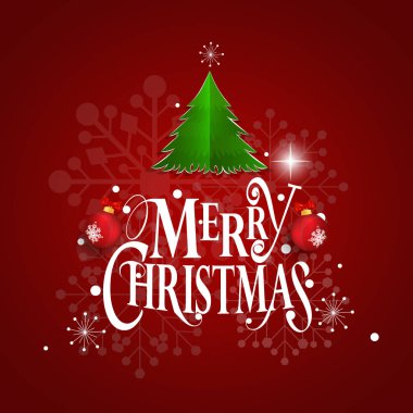 Noel tebrik kartı Merry Christmas yazı ile Christma