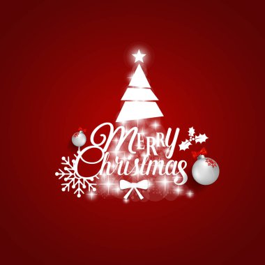 Noel tebrik kartı Merry Christmas yazı ile Christma