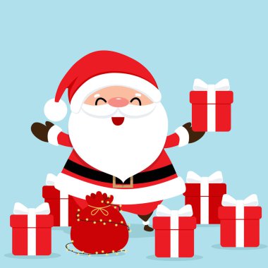 Noel Baba 'lı Noel tebrik kartı, vektör illus