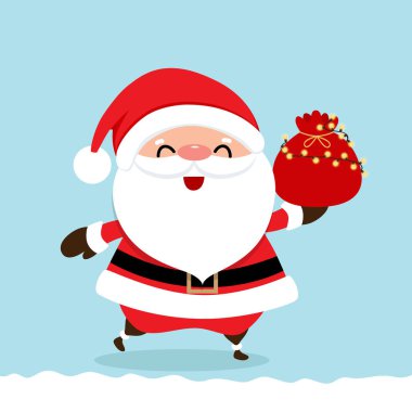 Noel Baba 'lı Noel tebrik kartı, vektör illus