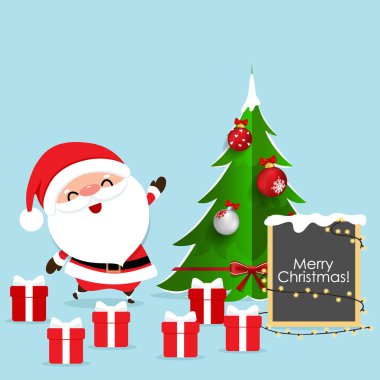 Noel Baba ve Noel Baba 'lı Noel tebrik kartı