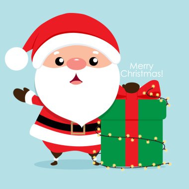 Noel Baba 'lı Noel tebrik kartı, vektör illus