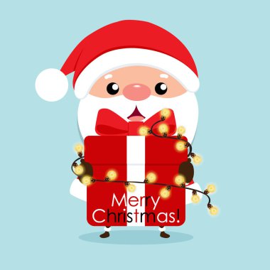 Noel Baba 'lı Noel tebrik kartı, vektör illus