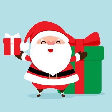 Noel Baba 'lı Noel tebrik kartı, vektör illus