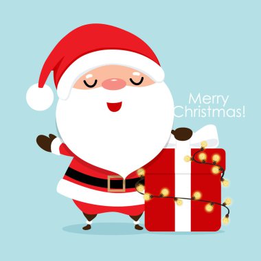 Noel Baba 'lı Noel tebrik kartı, vektör illus