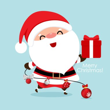 Noel Baba 'lı Noel tebrik kartı, vektör illus