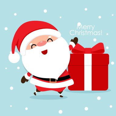 Noel Baba 'lı Noel tebrik kartı, vektör illus