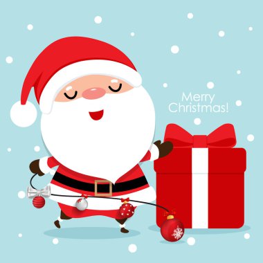 Noel Baba 'lı Noel tebrik kartı, vektör illus