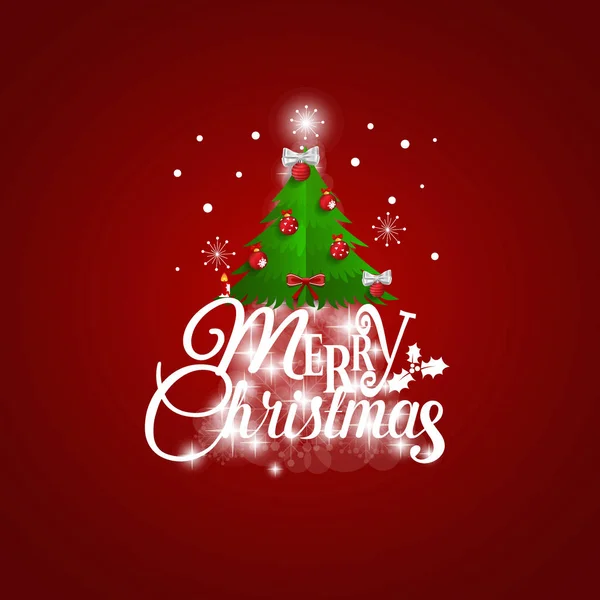 Cartão de felicitações de Natal. Feliz Natal lettering com Christma —  Vetores de Stock