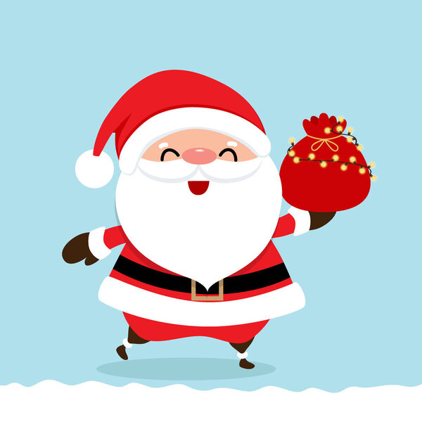 Christmas Greeting Card with Christmas Santa Claus, vector illus