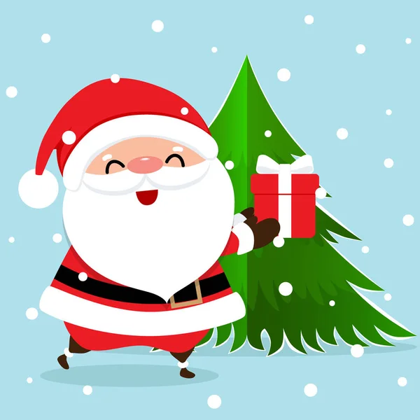 Biglietto di auguri natalizio con Babbo Natale e Natale — Vettoriale Stock